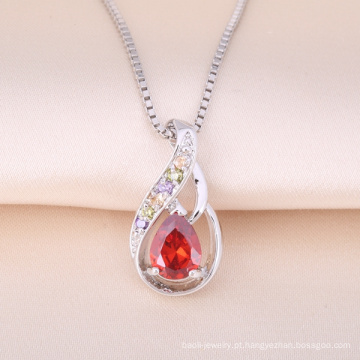 Venda quente 925 Sterling Silver Pendant Ruby Stone Colar Minúsculo Design